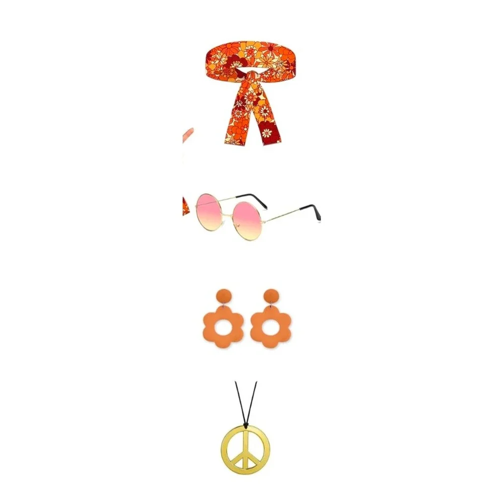 Leg Avenue Hippie Chick 6 PC Costume 87221 Orange Floral Womens Medium/Large - Picture 3 of 3